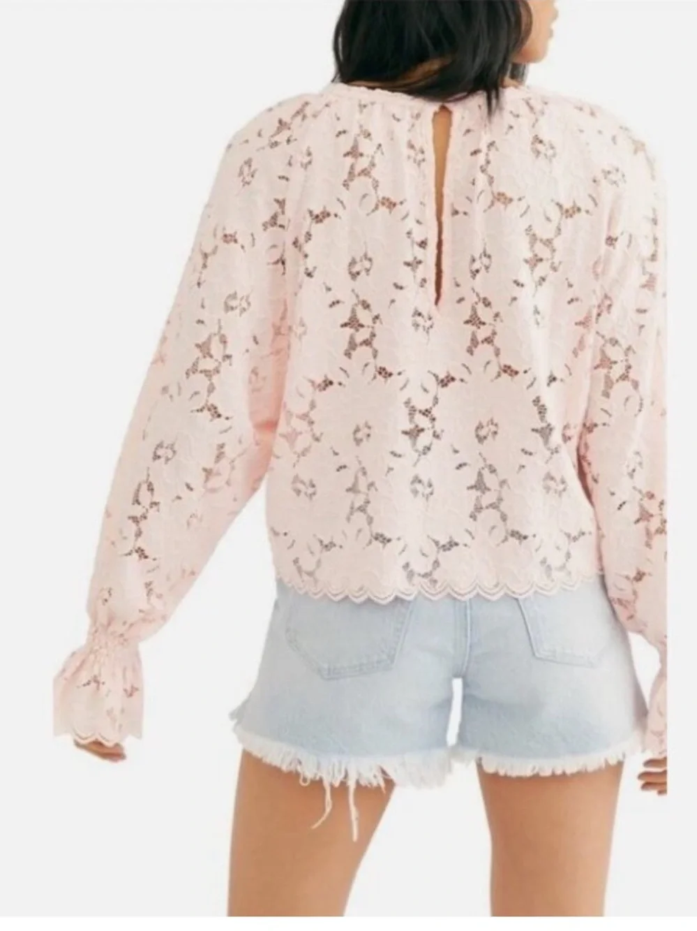 Free People Olivia Balloon Sleeve Lace Blouse
